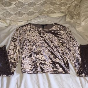 Velvet long sleeve crop top